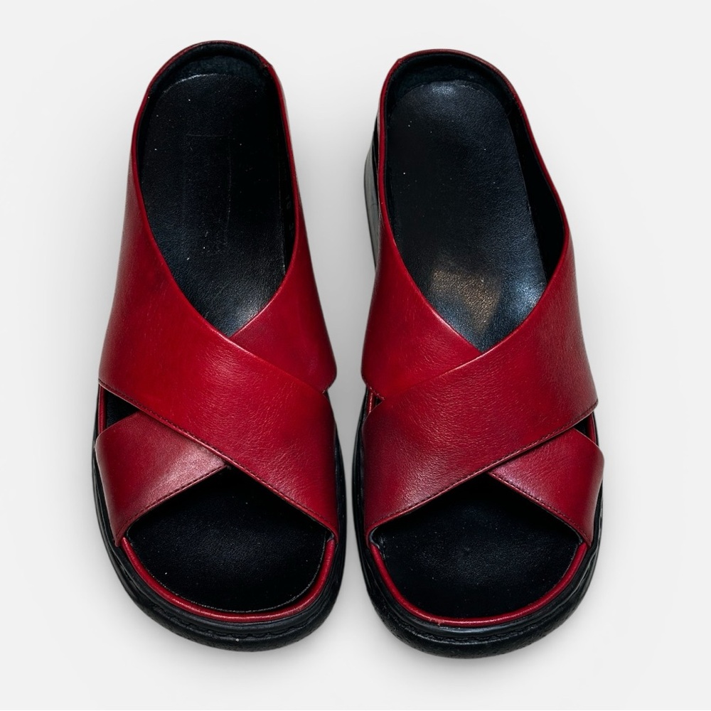 Josef Seibel Red Leather crisscross Clogs